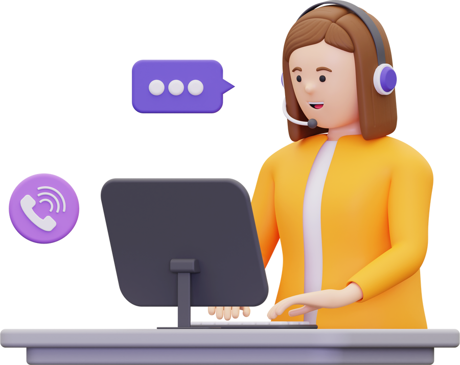 3d Female call center agent illustration